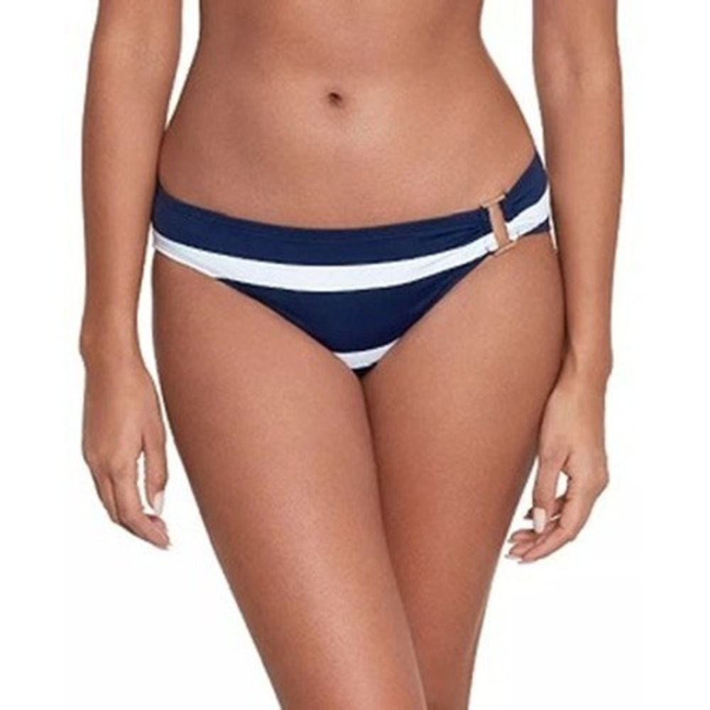 NWT Lauren Ralph Lauren Striped Ring Hipster Bikini Bottoms, Navy/White‎ 14 $70